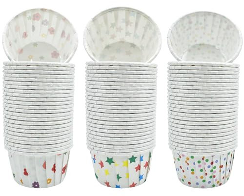 150 Stück muffinförmchen papier,cupcake förmchen,cupcake deko,eisbecher pappe,mini muffins papierförmchen,mini muffinform papier,muffin förmchen,pappbecher klein(Drei Arten von Polka Dots)