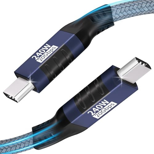 Cavo USB C a USB C,trasferimento dati ad alta velocità 20 Gbps,cavo UsB C 3.2 Gen 2x2,ricarica rapida PD 3.1 240 W,cavo monitor USb C,cavo USB di tipo C per iPhone 16/15,Samsung,MacBook,iPad Pro 1M