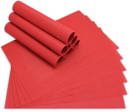 Lot de 12 sets de table modernes rouges – Lavables comme dessous de table rectangulaires – Sets de table tissés comme sous-verres pour table à manger, salon, décoration de table