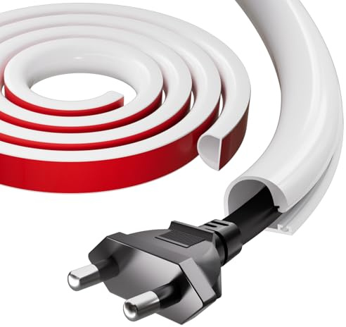 300cm Kabelkanal Weiß Selbstklebend Mini,Silikon Halbrund Kabelkanäle | Flexible Kabelabdeckung Cable Hider,Kabelschacht zum Verstecken für 1 Kabel,Verstecken von Stromkabeln zu Hause oder im Büro