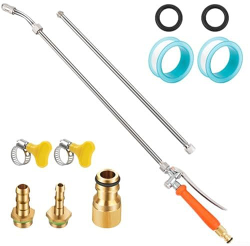 Zilimontt Extendable Sprayer Wand, Multi Functional 44 Inches Spray Wand Stainless Steel, with Mist And Stream Options Adjustable Nozzle Lockable Handle For Garden Car Roof Cleaning