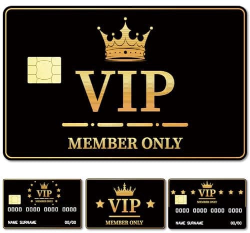 CREATCABIN 4 Stück Kreditkarten Skin Debitkarten Aufkleber Nur Für Mitglieder VIP Kreditkarten Dekor Wasserdicht Bankkarte Schützend RFID Blockierender Aufkleber Für Kreditkarteninhaber 5.4x8.6cm