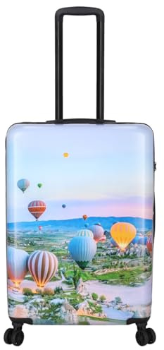Kenorada Reisetrolley STONEWOOD 4W | Koffer mit Vier Rollen | stabile ABS Hartschale und TSA Zahlenschloss | Trolley mit Reißverschluss | mit modernem Foto Motiv (Ballon, M - mittlerer Koffer)
