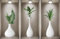 TOARTI 3 Stück 3D Wandaufkleber Vase,Grüne Pflanzen Wandsticker,Vasen Wandtattoo für Wohnzimmer,Weiße Flasche Grünes Blatt Wandbilder für Schlafzimmer Büro Küche Vinyl Wanddeko,20×40CM