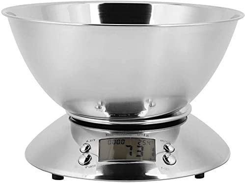 XWBLDBDFC Stainless Steel Electronic Digital Kitchen Scale with Removable Bowl Food Meat Weighing Scales Measures in Grams and Ounces