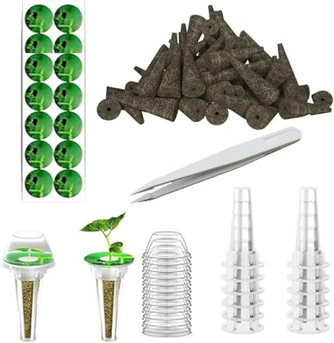 Azttior Kit Completo di Coltivazione Idroponica–20 Spugne per la Crescita,20 Etichette per Piante,12 Cesti Idroponici con Coperchi Isolanti,per Sistemi di Coltivazione Indoor,Orto Idroponico Indoor