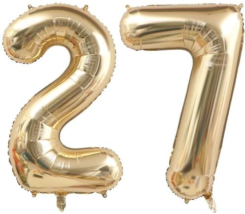 40 Zoll Gold Luftballon Zahlen 27 Champagner Gold Ballon 27. Geburtstag Deko Hellgold Folienballon Zahl 27 Riesenzahl Ballon 27 Party Hochzeit Kindergeburtstag Geburtstag Nummer 27