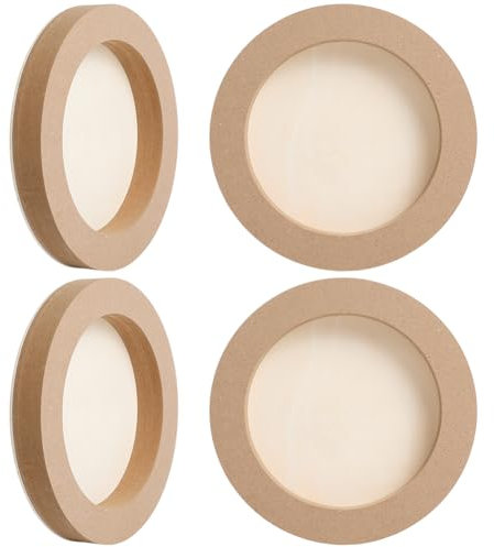 GORGECRAFT 4Pcs Wood Panel Boards 15x2cm Round Wood Canvas Panels Unfinished Wooden Trays Cradled Panel Blank Painting Canvas Board for Watercolor Oil Painting Drawing Pouring DIY Clay Art Crafts