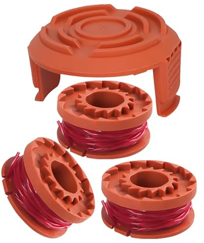 3 Rasentrimmer Ersatzspule u 1 Ersatzkappen Kompatibel mit WORX WG180 WG163 WG175,Rasentrimmer Zubehör (3m Länge, ⌀1,65 mm)