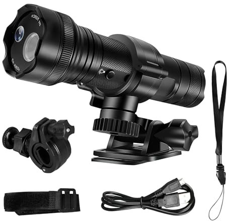 CDIYTOOL Motorrad Helmkamera 4K HD & 120° Weitwinkel Action Kamera Loop Aufnahme Outdoor Wasserdicht Sport Action Cam mit Taschenlampe 5 Beleuchtungsmodi