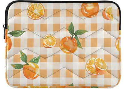Housse de transport pour ordinateur portable de 13 à 14 pouces Motif vichy Orange on A
