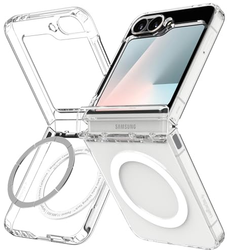 Spigen Ultra Hybrid Pro MagFit für Samsung Galaxy Z Flip7 FE und Z Flip6 | Clear White, Kompatibel mit MagSafe, Anti-Yellowing, Air Cushion Tech, Militär-Grade Schutz, Spigen Signature Serie