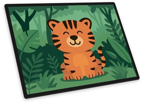 itenga Schreibtischunterlage mit Motiv - Tiermotive Kawaii Design - abwischbar rutschfest glatt 40x53cm Schreibunterlage Bastelunterlage für Kinder Mädchen und Jungen (Tiger)