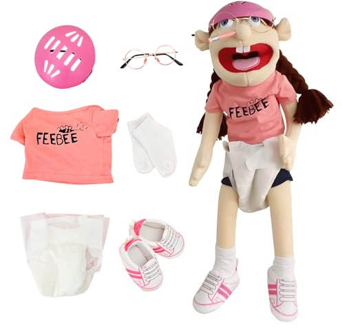 60cm Jeffy Puppet Plush Toy Doll, Jeffy Series Hand Puppets for Kids & Adults, Feebee Jeffy Puppets with Working Mouth for Play House, Funny Hand Puppet for Birthday Christmas Halloween Party