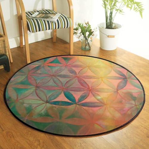 JIEDEDIAM Galaxy Mandala Blume des Lebens Runder Teppich Reiki Psychedelic Meditation Yoga Matte Kristallgitter Magischer Altar Tarot Matte