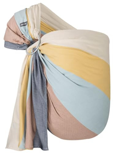 Hoppediz Ring-Sling Ultraleicht Babytragetuch ab Geburt, Porto | Ergonomisches ultraleichtes Tragetuch mit Ringen für schnelles Anlegen, inkl. Anleitung