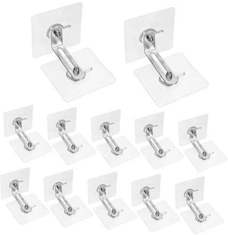 Yardenfun 12 Pcs Self-adhesive Cabinet Straps Furniture Wall Anchors with Adjustable Opening for Bookshelf Dresser Safety Secure to Wall No Drilling Easy Installation