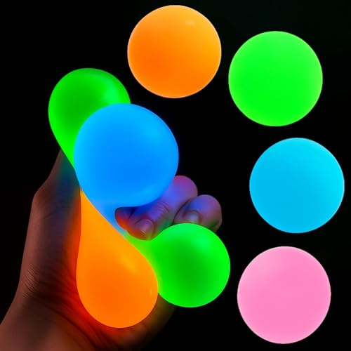 Xiyocadt Glorbs Balls - LumiBall Sticky Balls für Decke & Wand, Stressbälle für Kinder und Erwachsene, Angstlösung (4 Pcs)