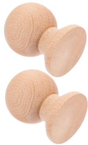 2 Stück Holz Kugelaufsätze 6x4x4cm für Pfostenkappen und Treppen | Unbehandelte Oberfläche, Glatte Verarbeitung, Beige Optik, für Wohnraum, Zaunkappen und Dekorative Endstücke