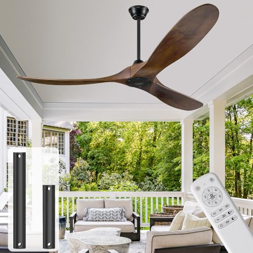 chee-lin Madera Ventilador De Techo Madera Sin Luz Con Mando A Distancia, 152 Cm, Interior y Exterior Ventlador De Teho De HéLice De Techo, Ultra Silencioso Función Verano-Invierno Alto flujo de aire