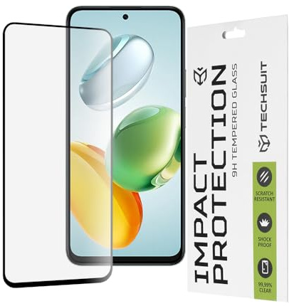 Techsuit Displayschutzfolie für Honor 200 Smart, Honor X7c Gehärtetes Glas mit 9H Härte, Vollständige Abdeckung, Stoßschutz, Oleophobe Beschichtung, Anti Fingerabdruck, Blasenfrei, 111D Full Glue