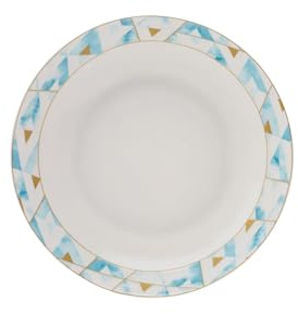 Elegante servizio da tavola da 24 pezzi, 100% porcellana, bianco e oro/blu, include servizio, piatti da dessert, piatti fondi e ciotole, esperienza culinaria elegante e sofisticata