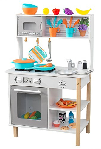 KidKraft Cocina de Juguete All Time de Madera para niños con Accesorios incluidos, Comida de Juguete y Set Utensilios de Cocinita Infantil, Juguetes niños 3+ años (53370)