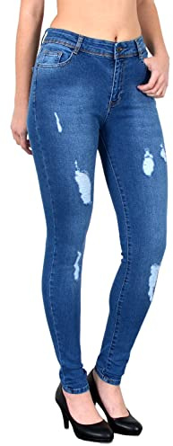 ESRA Damen Jeans Jeanshose Damen High-Waist Hochbund Hose bis Übergröße S400