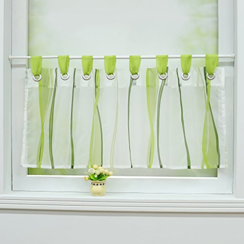 Joyswahl Scheibengardine Voile Bistrogardinen mit Schlaufen Leonie Kurzstore HxB 60x120cm Grün 1er Pack
