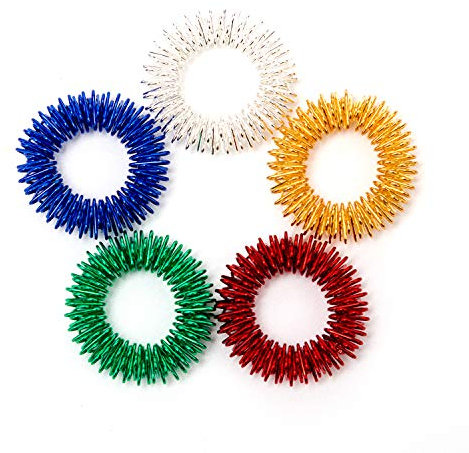 SAVITA Spiky Sensorische Finger Akupressur Ringe Fingermassagering Massageringe Stress Abbauen Therapieknete für Kinder Jugendliche & Erwachsene, 5 helle Farben(5 Pack)