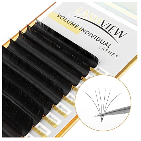 LASHVIEW Eyelash Extensions Volume Fan for Professional Salon Use 0.05mm Soft D Curl Length 8-15mm mixed Semi-Permanent Individual Silk Lashes