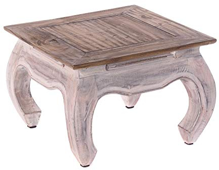 Vintage Design OPIUMTISCH MAHA 50 | 50x35cm(LxH), Mahagoni | Asiatischer Beistelltisch, Couchtisch, Beistelltisch aus Vollholz | Farbe: 05 weiß-Natur