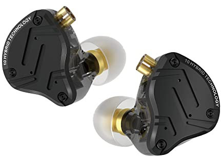 KZ ZS10 PRO X HiFi IEMs 1DD+4BA Hybrid Driver HiFi - Auriculares intraurales con cable desmontable de aleación para audiófilo, músico, DJ, escenario (negro, sin micrófono)