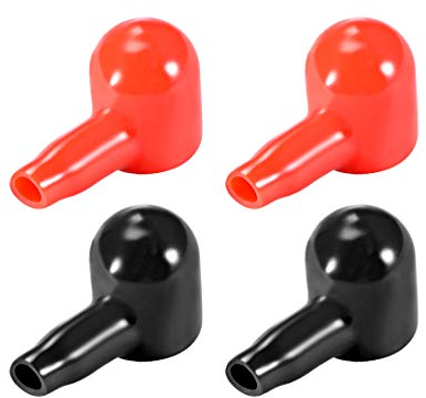 sourcing map Batteriepol Gummi Material Schutzabdeckungen Rot Schwarz 4 mm x 14 mm, 2 Paare