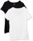 Amazon Essentials Women's Regular-Fit Short-Sleeve Scoop Neck T-Shirt (Available in Plus Size), Pack of 2, Black/White, M
