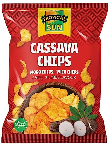 Tropical Sun Cassava Chips Chilli and Lime Flavour, 80g (Pack of 6)