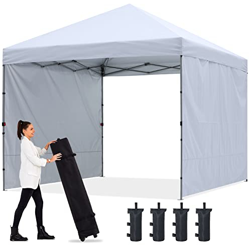 ABCCANOPY 3x3M Pavillon Outdoor Easy Pop-up-Überdachungszelt mit 2 Seitenwände,Weiß