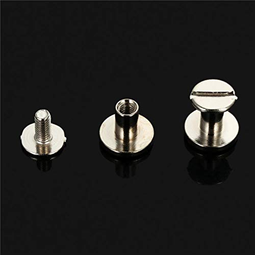 10 Stück Gepäck Leder Metall Craft Massivschraube Nagelniet doppelt gebogener runder Kopf Kleidung/Tasche/Schuhe/Gürtel/Riemen Niet Buchschrauben, Silber, 6,5 mm