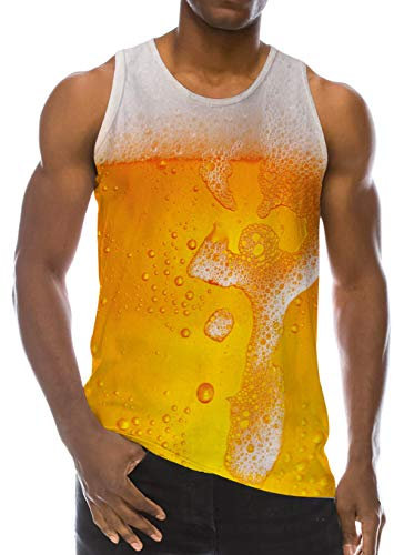 Loveternal 3D Druck Tank Top Herren Beer Westen 3D Print Grafik Ärmellose Bier Tees XXL