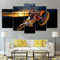 Amdai Wohnzimmer Wandkunst Bilder HD gedruckt 5 Panel Action Motocross Moderne Malerei auf Leinwand Poster + Sky Sunset Motorrad Motocross
