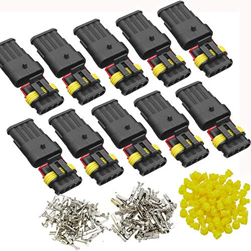 DONJON 4 pin Connector Kit,Car Way Waterproof Connector,10 Kits Automotive Electrical Connectors Series Terminals for Car,Truck, Boat