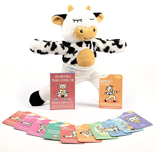 Myga - Miss Molly Die Moo-ditierende Kuh Yoga Plüsch Plüschtierpuppe für Kinder - Familien Yoga Geschenk für Kinder Yoga