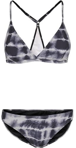 Urban Classics Ladies Tie Dye Triangle Back Bikini Black/White L