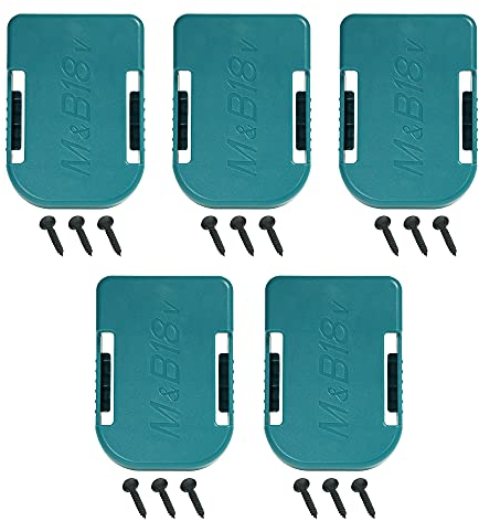 5 Pack Battery Holder Mount for Makita 18V Battery also for Bosch 18V Battery Cover,Hipoke Belt Clip Battery Dock Holder Mount on Shelf Wall Battery Storage Organizer Fit for BL1830 BL1840 BAT609