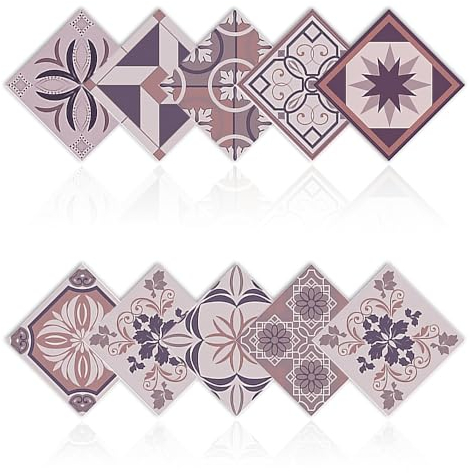 Fliesenaufkleber im marokkanischen Stil, für Badezimmerwand, wasserdicht, 20 x 20 cm, selbstklebend, Aufkleber, abziehen und aufkleben, Vinyl-Spritzschutz, Treppenerhöhung (QZ007)