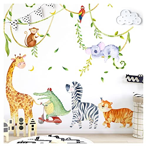 Grandora XXL Wandsticker Set Safari Tiere Wandtattoo Baby Kinderzimmer DL804-2