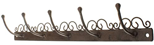 MACOSA SA80087 Garderoben-Hakenleise Metall Antik-Braun vintage Wandgarderobe Deko-Haken Nostalgie Wand-Haken Kleiderhaken Handtuchhaken Schlüssel-Haken