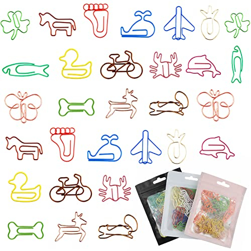 60 Stück Büroklammern YUTOU Cartoon Bunte Tier Design Büroklammern Metall Paper Clips Lesezeichen Kreative Design Büroklammern für Lesezeichen Büro Schule Notebook (Stil Zufällig)