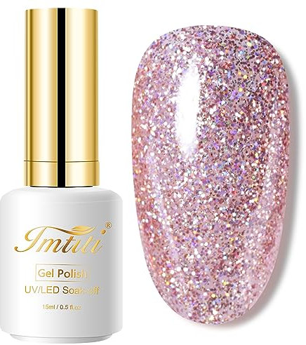 Gel Nail Polish, 1 Pcs 15ml Glitter gold gel nail polish Color Soak Off Gel Polish Nail Art Manicure Salon DIY Nail Lamp Gel Nail Design Christmas Decoration at Home