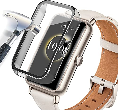 Acadeny Hülle Mit Gehärtetes Glas Displayschutz Kompatibles für Huawei Watch Fit Mini,9H Härte 360° Rundum Schutzhülle Ultradünne Schutz PC Case Cover,Transparent